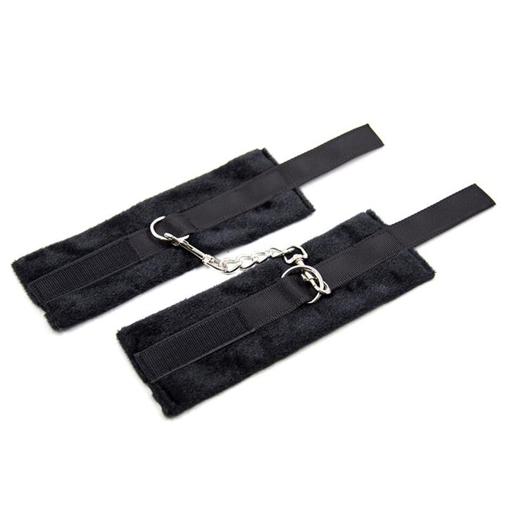 Handcuffs with Velcro with Long Fur Black - FI-461 - Teknashop Ltd