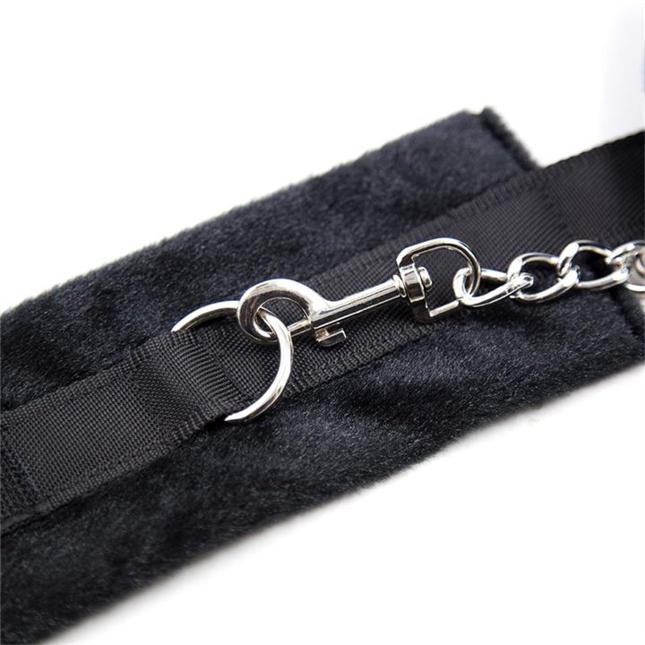 Handcuffs with Velcro with Long Fur Black - FI-461 - Teknashop Ltd