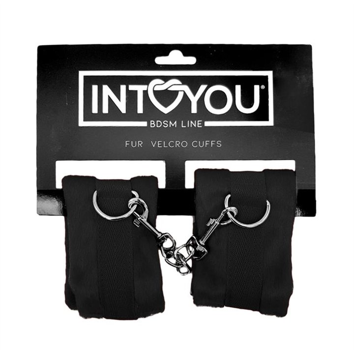 Handcuffs with Velcro with Long Fur Black - FI-461 - Teknashop Ltd