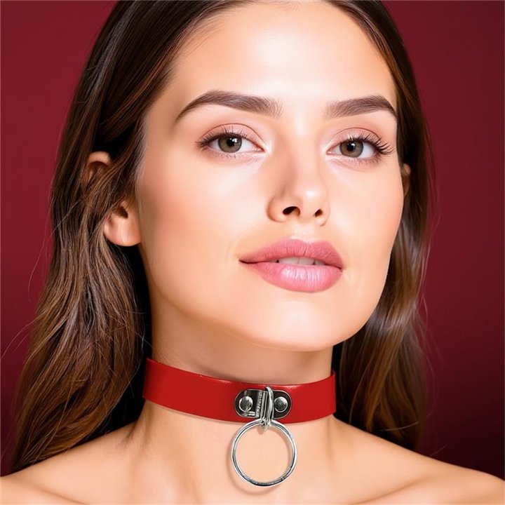 Collar with Ring Vegan Leather One Size - CR-910 - Teknashop Ltd