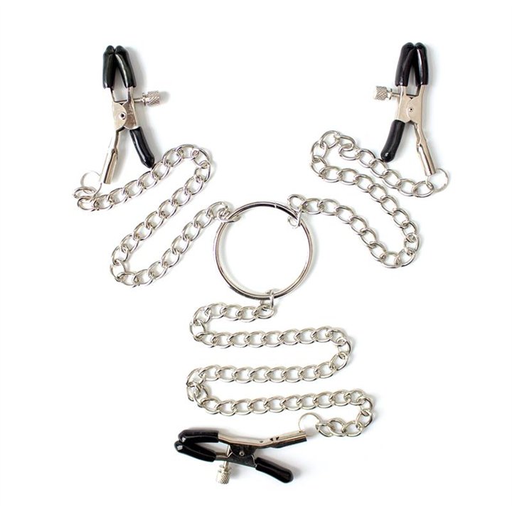 Nipple Clamps and Clit Clamps with Chain Metal - 843658379335 - Teknashop Ltd
