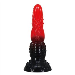 POWER MONSTERS - FIRE DRAGON FANTASY DILDO WITH SUCTION CUP 24.5 CM Ø 5.8 CM RED & BLACK - D-246094 - Teknashop Ltd