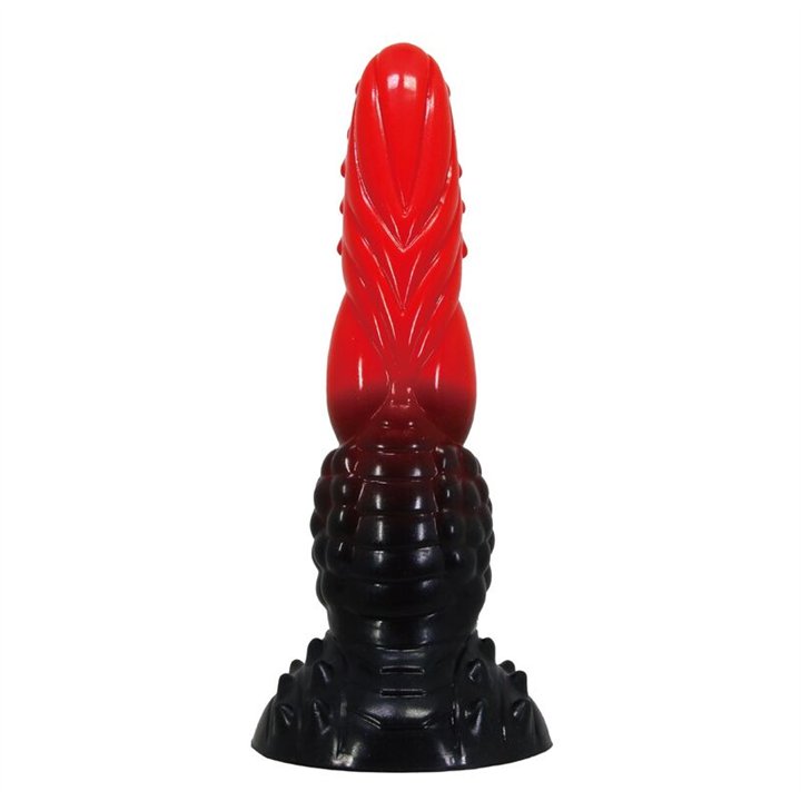 POWER MONSTERS - FIRE DRAGON FANTASY DILDO WITH SUCTION CUP 24.5 CM Ø 5.8 CM RED & BLACK - D-246094 - Teknashop Ltd