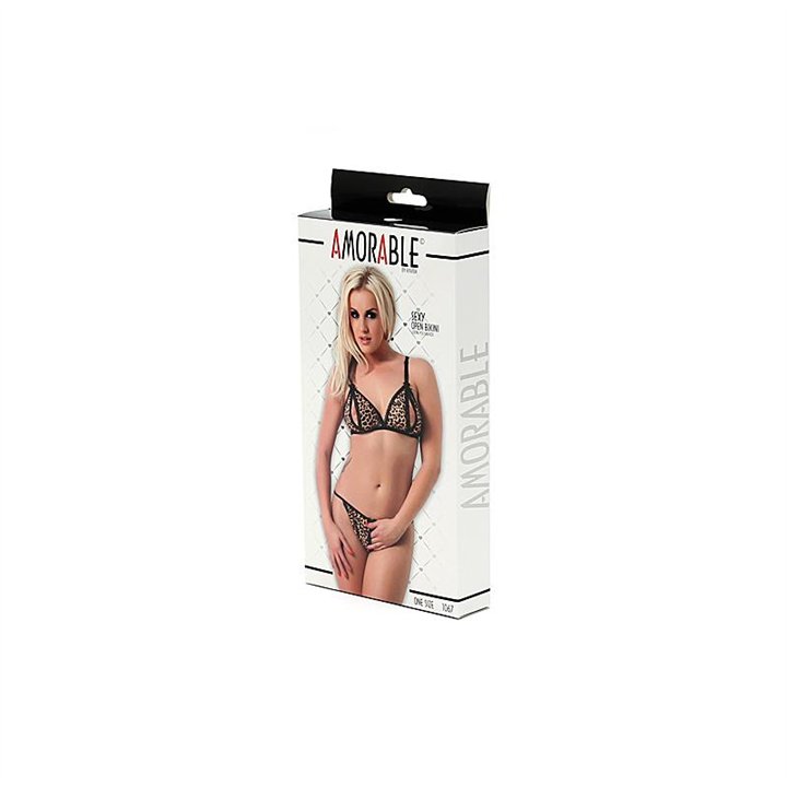 Open Bra and Briefs Leopard One Size - R1067 - Teknashop Ltd
