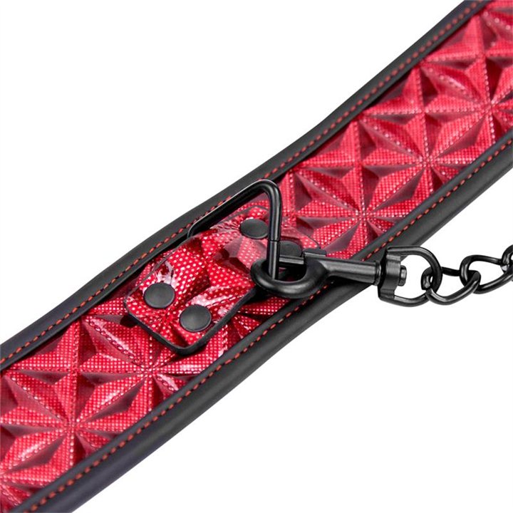 Adjustable Collar With Leash Diamond Vegan Leather - DL-487 - Teknashop Ltd