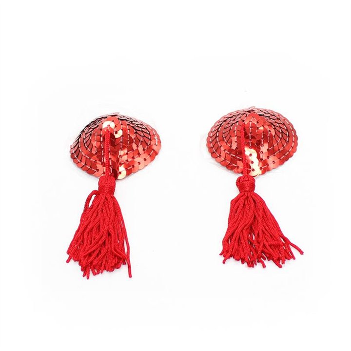 Heart Sequin Nipple Cover with Tassel Red - 843658379305 - Teknashop Ltd