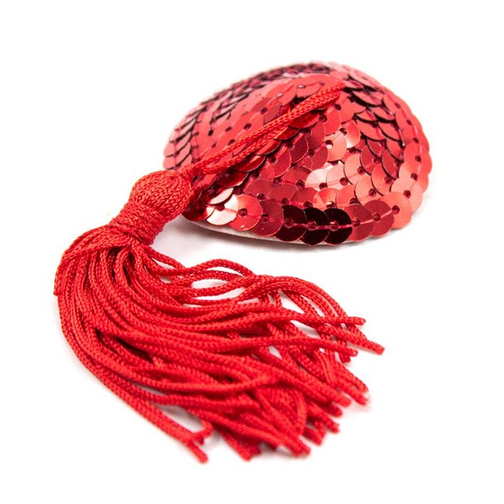 Heart Sequin Nipple Cover with Tassel Red - 843658379305 - Teknashop Ltd
