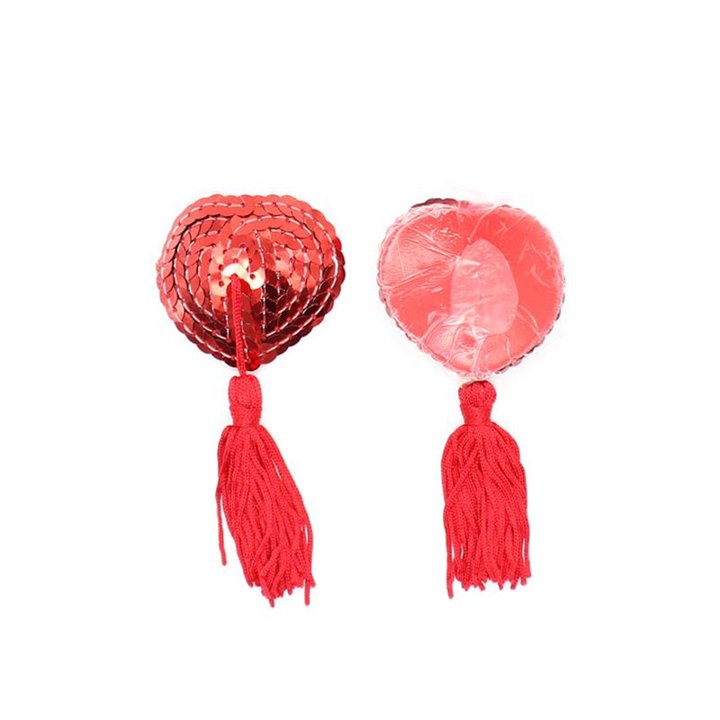 Heart Sequin Nipple Cover with Tassel Red - 843658379305 - Teknashop Ltd