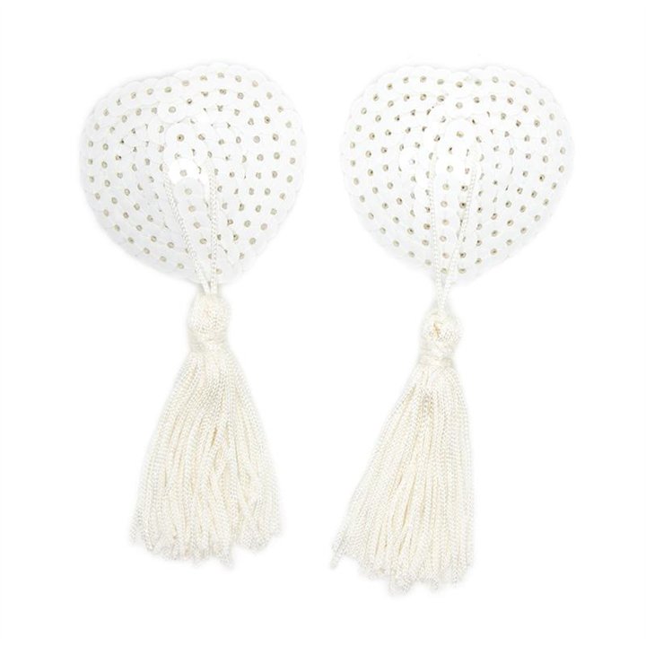 Sequin Nipple Cover with Tassel White - 843658379497 - Teknashop Ltd