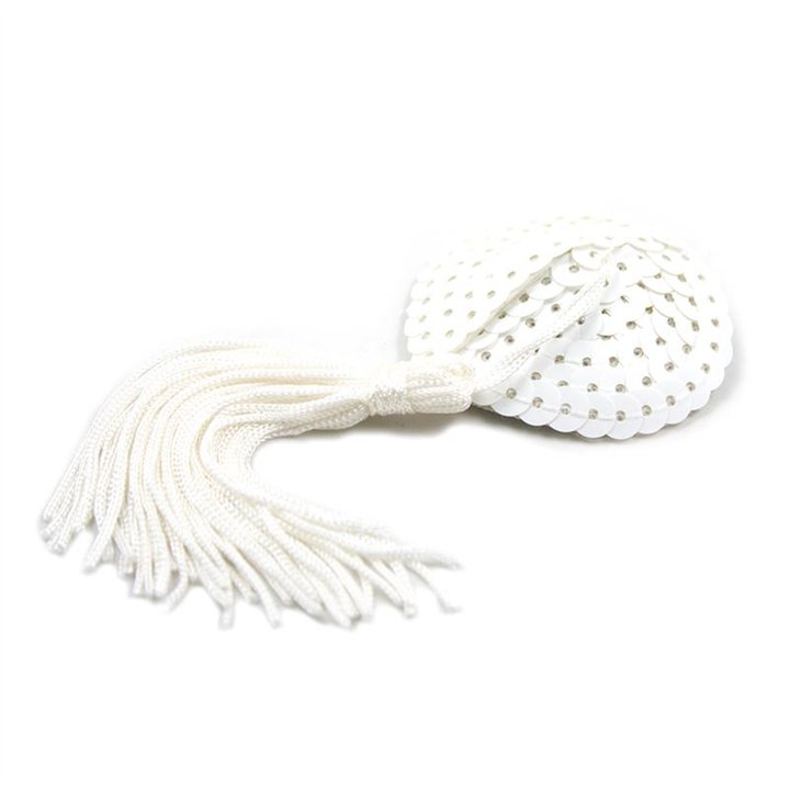 Sequin Nipple Cover with Tassel White - 843658379497 - Teknashop Ltd