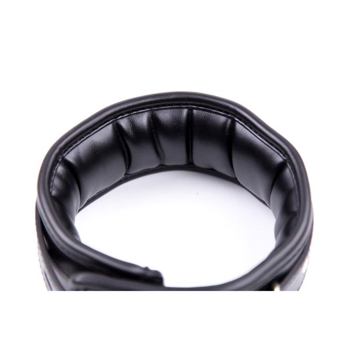 Collar with Metal Leash and Pedded Interior Black - 843658379354 - Teknashop Ltd