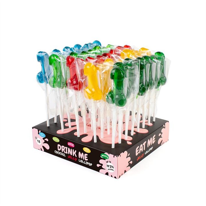 Assorted Display Flavored Penis Shaped Lollipop with Alcohol 40 pcs - F9977 - Teknashop Ltd
