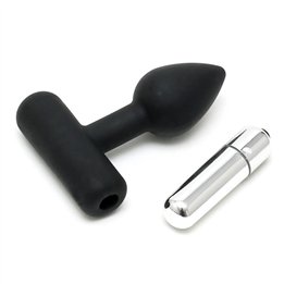 Butt Plug with Vibrating Bullet Black - R9145 - Teknashop Ltd