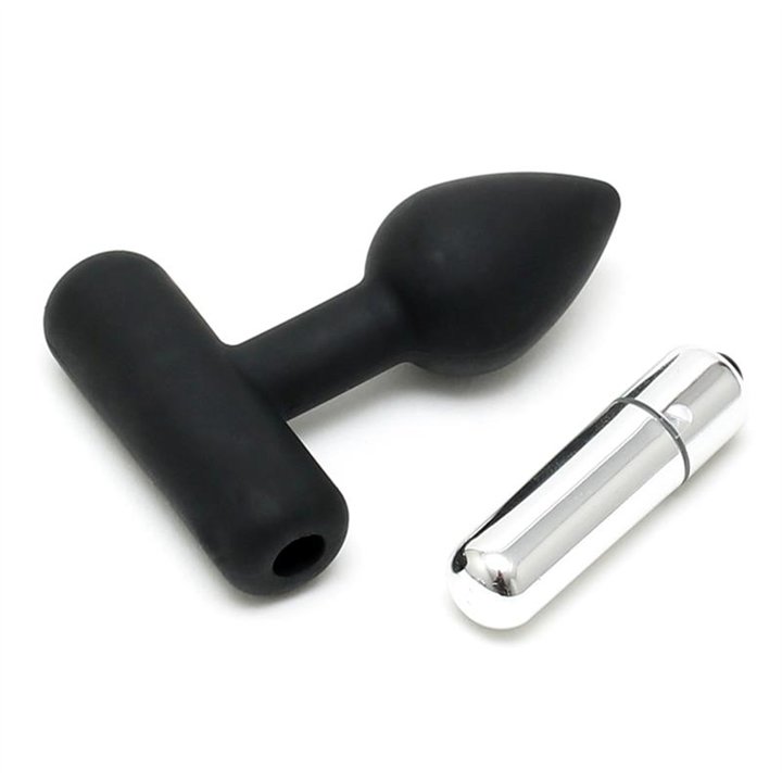 Butt Plug with Vibrating Bullet Black - R9145 - Teknashop Ltd
