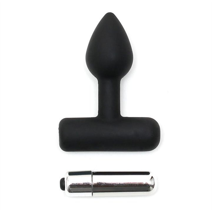 Butt Plug with Vibrating Bullet Black - R9145 - Teknashop Ltd