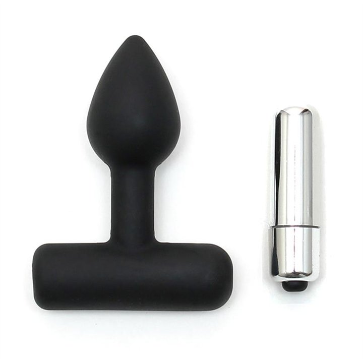 Butt Plug with Vibrating Bullet Black - R9145 - Teknashop Ltd