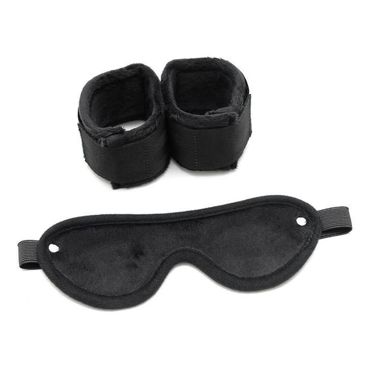 Hand Cuffs with Mask Adjustable Black - R7001 - Teknashop Ltd