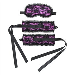 Bondage Satin Look Handcuffs with Mask Purple - R7040 - Teknashop Ltd