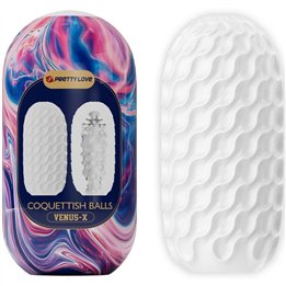 PRETTY LOVE - COQUETTISH BALLS SILICONE MALE MASTURBATOR WHITE - D-242434 - Teknashop Ltd