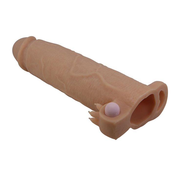 PRETTY LOVE - XERXES PENIS SLEEVE WITH CLITORAL STIMULATOR AND VIBRATION - D-245244 - Teknashop Ltd