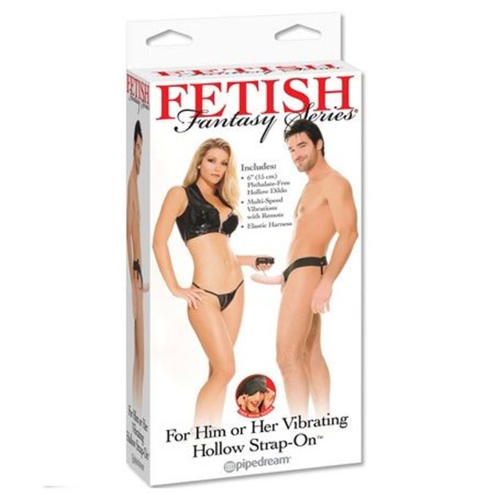 FETISH FANTASY SERIES - HOLLOW VIBRATOR HARNESS FOR HIM AND HER NATURAL 14CM - PD3367-21 - Teknashop Ltd