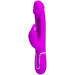 PRETTY LOVE - KAMPAS RABBIT 3 IN 1 MULTIFUNCTION VIBRATOR WITH TONGUE FUCHSIA - D-238779 - Teknashop Ltd