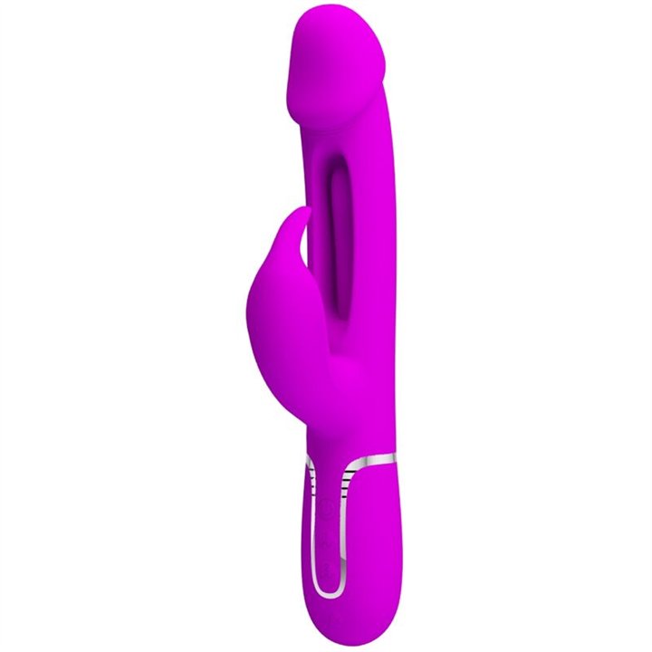 PRETTY LOVE - KAMPAS RABBIT 3 IN 1 MULTIFUNCTION VIBRATOR WITH TONGUE FUCHSIA - D-238779 - Teknashop Ltd
