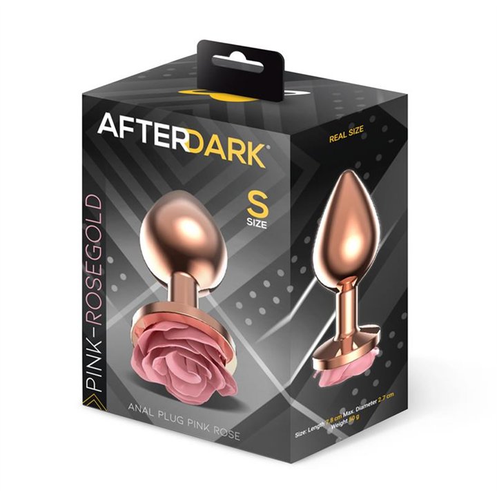Rosegold Metal Anal Plug with Pink Rose Base - Size S - AD-570 - Teknashop Ltd
