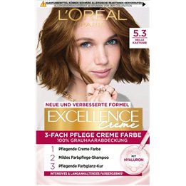 L'Oreal Paris, Excellence Crème, Permanent Hair Dye, 5.3 Light Chestnut, 200 g *Tester - Teknashop Ltd