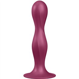 SATISFYER - DOUBLE BALL-R SILICONE DILDO GARNET - D-237594 - Teknashop Ltd