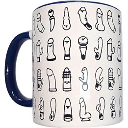 DIABLO PICANTE - WHITE VIBRATORS MUG WITH BLUE HANDLE 370 ML - D-244772 - Teknashop Ltd