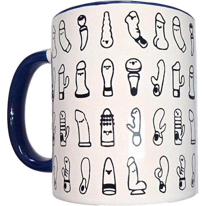 DIABLO PICANTE - WHITE VIBRATORS MUG WITH BLUE HANDLE 370 ML - D-244772 - Teknashop Ltd