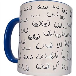 DIABLO PICANTE - WHITE BOOBS MUG WITH BLUE HANDLE 370 ML - D-244775 - Teknashop Ltd