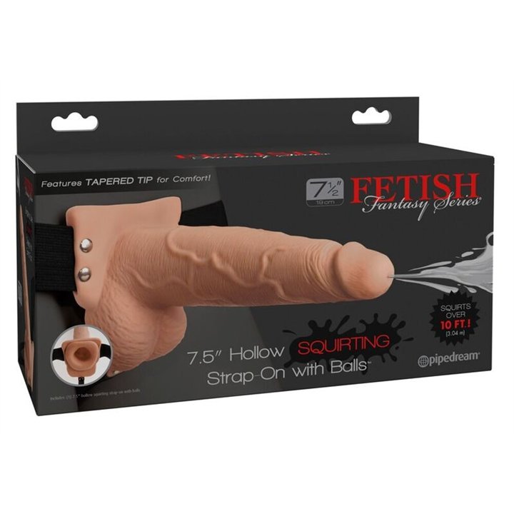 FETISH FANTASY SERIES - ADJUSTABLE HARNESS REALISTIC PENIS WITH BALLS SQUIRTING 19 CM - D-236549 - Teknashop Ltd