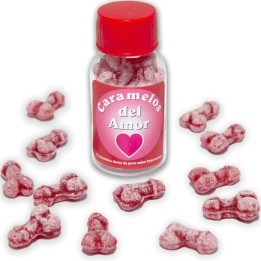 DIABLO PICANTE - 12 PENIS-SHAPED LOVE CANDIES STRAWBERRY/CHERRY - D-242356 - Teknashop Ltd
