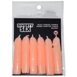 DIABLO PICANTE - 6 FLESH PENIS SHAPED CANDLES - D-242390 - Teknashop Ltd