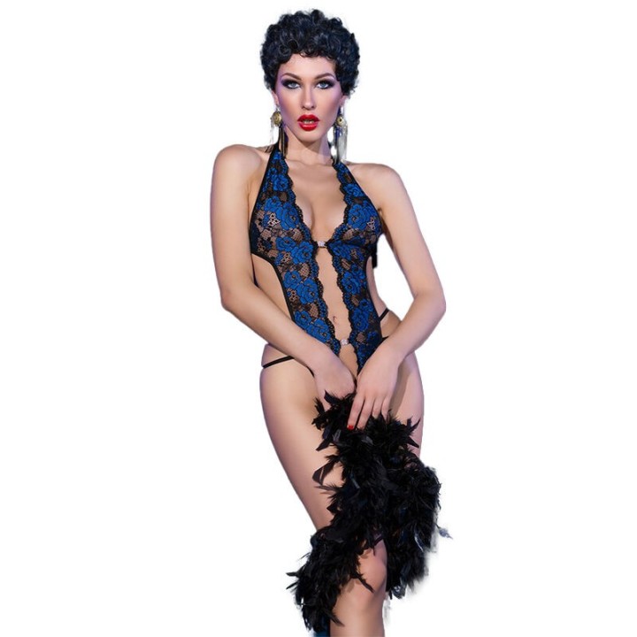 CHILIROSE - CR 4479 BODYSUIT CROTCHLESS BLUE S/M - D-238808 - Teknashop Ltd