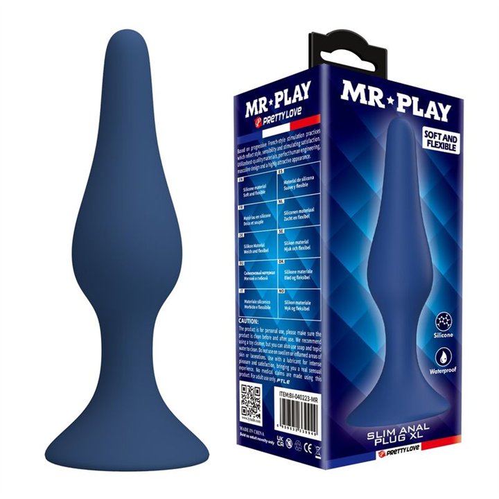 MR PLAY - TAPERED SILICONE ANAL PLUG BLUE XL - D-246007 - Teknashop Ltd