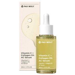 PaxMoly, Ac Serum, Vitamin C + Collagen 5%, Hydrating & Brightening, Day & Night, Serum, For Face, 50 ml - Teknashop Ltd