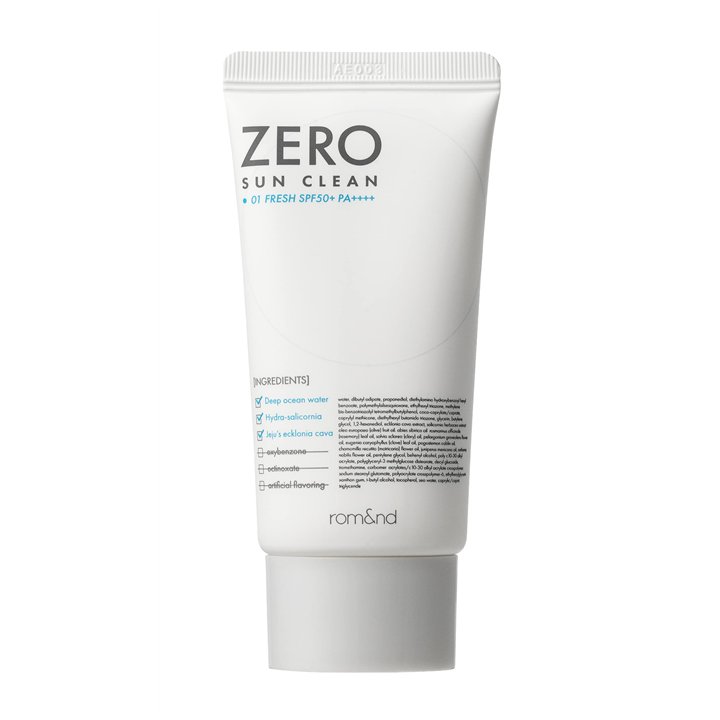 Rom&nd, Zero Sun Clean, For All Skin Types, Before Sun Exposure, Light Cream, For Face, SPF 50+, 50 ml - Teknashop Ltd