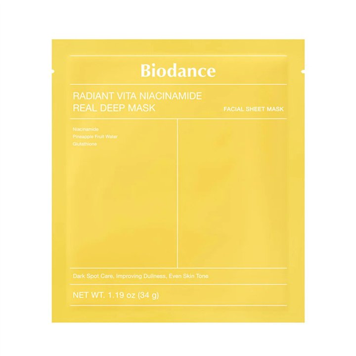 Biodance, Radiant Vita, Niacinamide, Anti-Dark Spots, Sheet Mask, For Face, 34 g - Teknashop Ltd