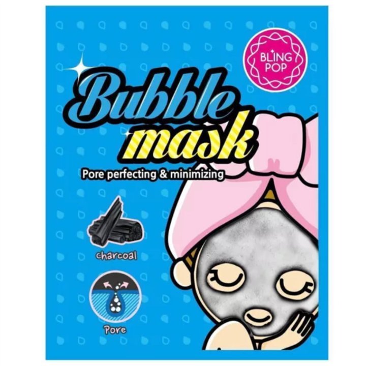 Blingpop, Blingpop, Charcoal, Pore Cleansing, Sheet Mask, For Face, 25 g - Teknashop Ltd