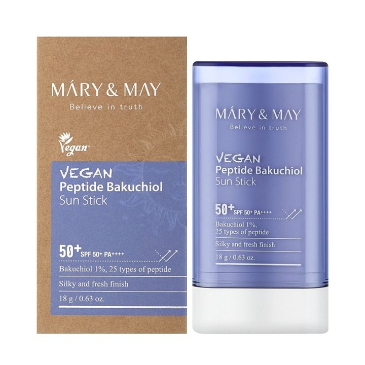 Mary and May, Peptide Bakuchiol, Vegan, Sunscreen Stick, SPF 50+, 18 g - Teknashop Ltd