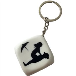 DIABLO PICANTE - WHITE DICE KEYCHAIN WITH POSES - D-241810 - Teknashop Ltd