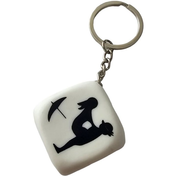 DIABLO PICANTE - WHITE DICE KEYCHAIN WITH POSES - D-241810 - Teknashop Ltd