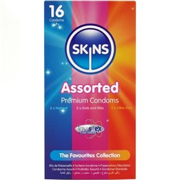 SKINS - ASSORTED PREMIUM CONDOMS PACK 16 - D-244392 - Teknashop Ltd