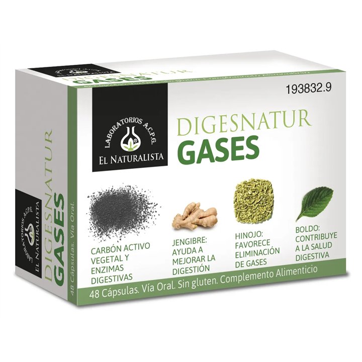 El Natural Digesnatur Gases 650 Mg X 48 Caps - unisex - Teknashop Ltd