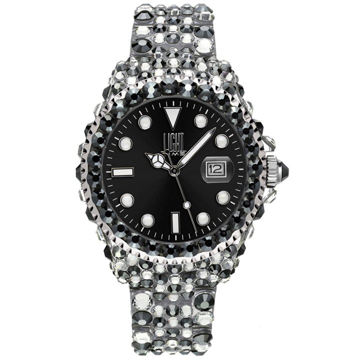 LIGHT TIME Mod. MEDITERRANEO - Full Strass / Black - WW.L602C - Teknashop Ltd