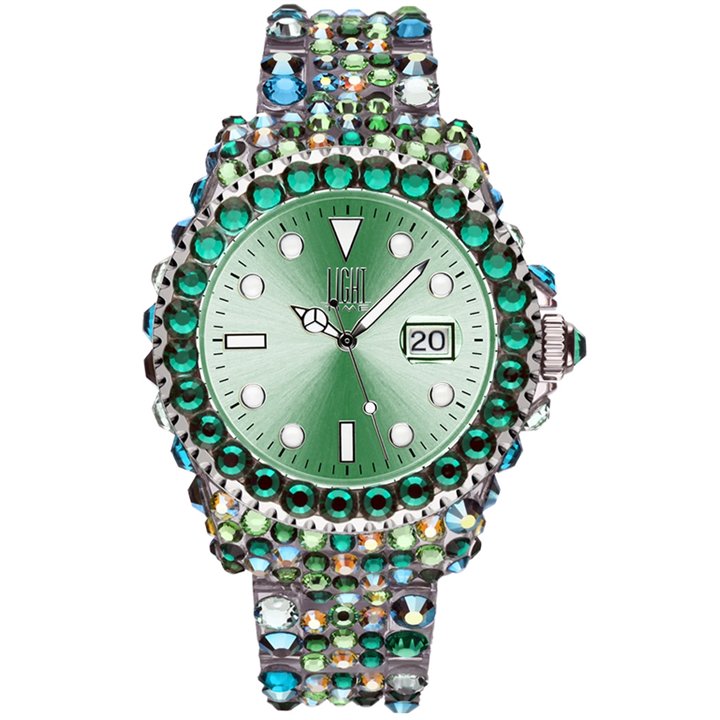 LIGHT TIME Mod. MEDITERRANEO - Full Strass / Green - WW.L602M - Teknashop Ltd