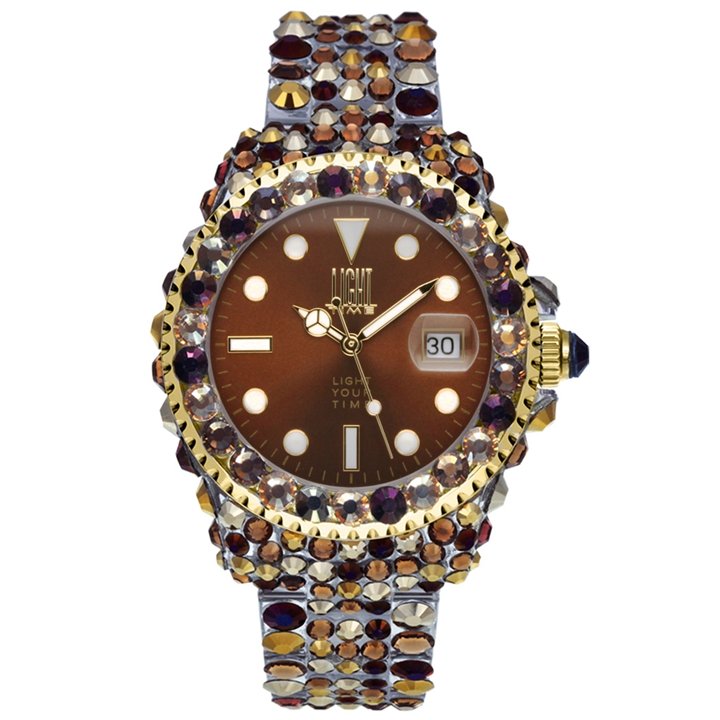 LIGHT TIME Mod. MEDITERRANEO - Full Strass / Brown - WW.L602Z - Teknashop Ltd